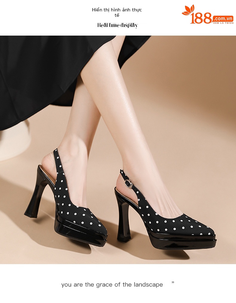 Sandal cao gót nữ mũi nhọn gót nhọn 11 cm, chất liệu satin bít mũi hở gót — Đen - 11cm chi tiết 5
