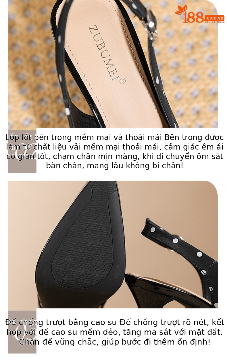 Sandal cao gót nữ mũi nhọn gót nhọn 11 cm, chất liệu satin bít mũi hở gót — Đen - 11cm chi tiết 4