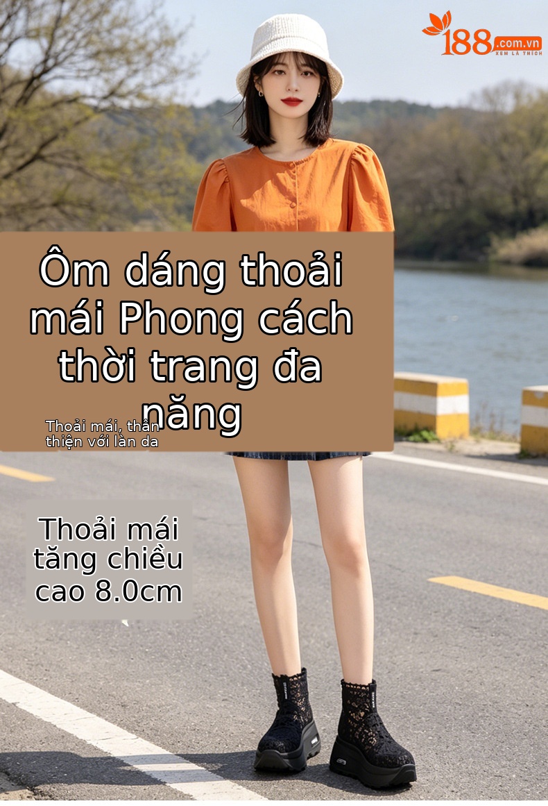 Giày sneaker nữ đế dày lưới ren hở mũi phong cách thể thao thời trang — Be 5067, Vang 5067, Den 5067 chi tiết 1