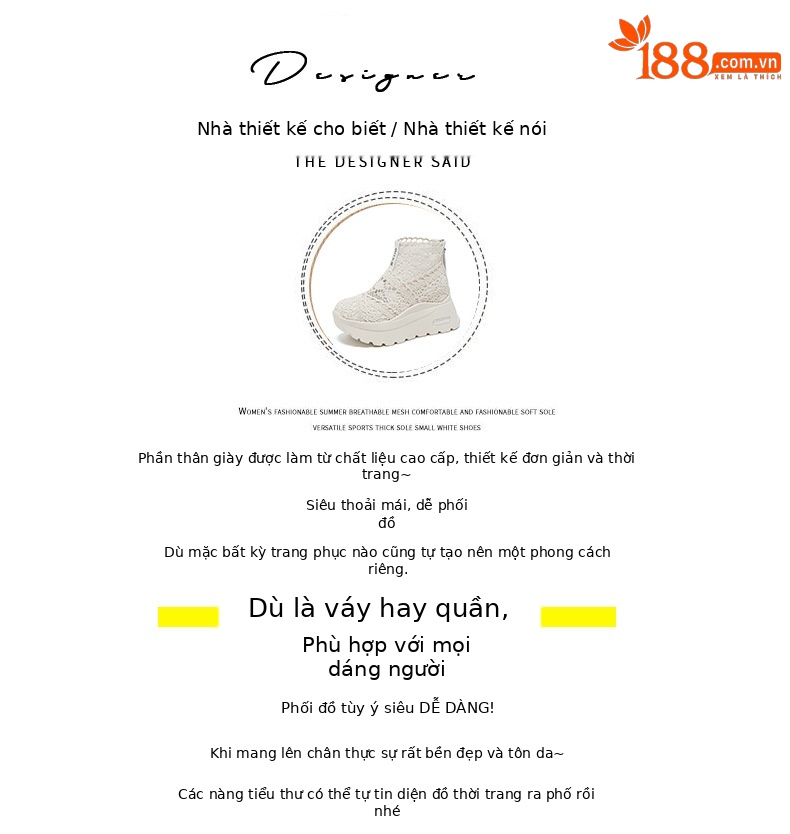 Giày sneaker nữ đế dày lưới ren hở mũi phong cách thể thao thời trang — Be 5067, Vang 5067, Den 5067 chi tiết 4