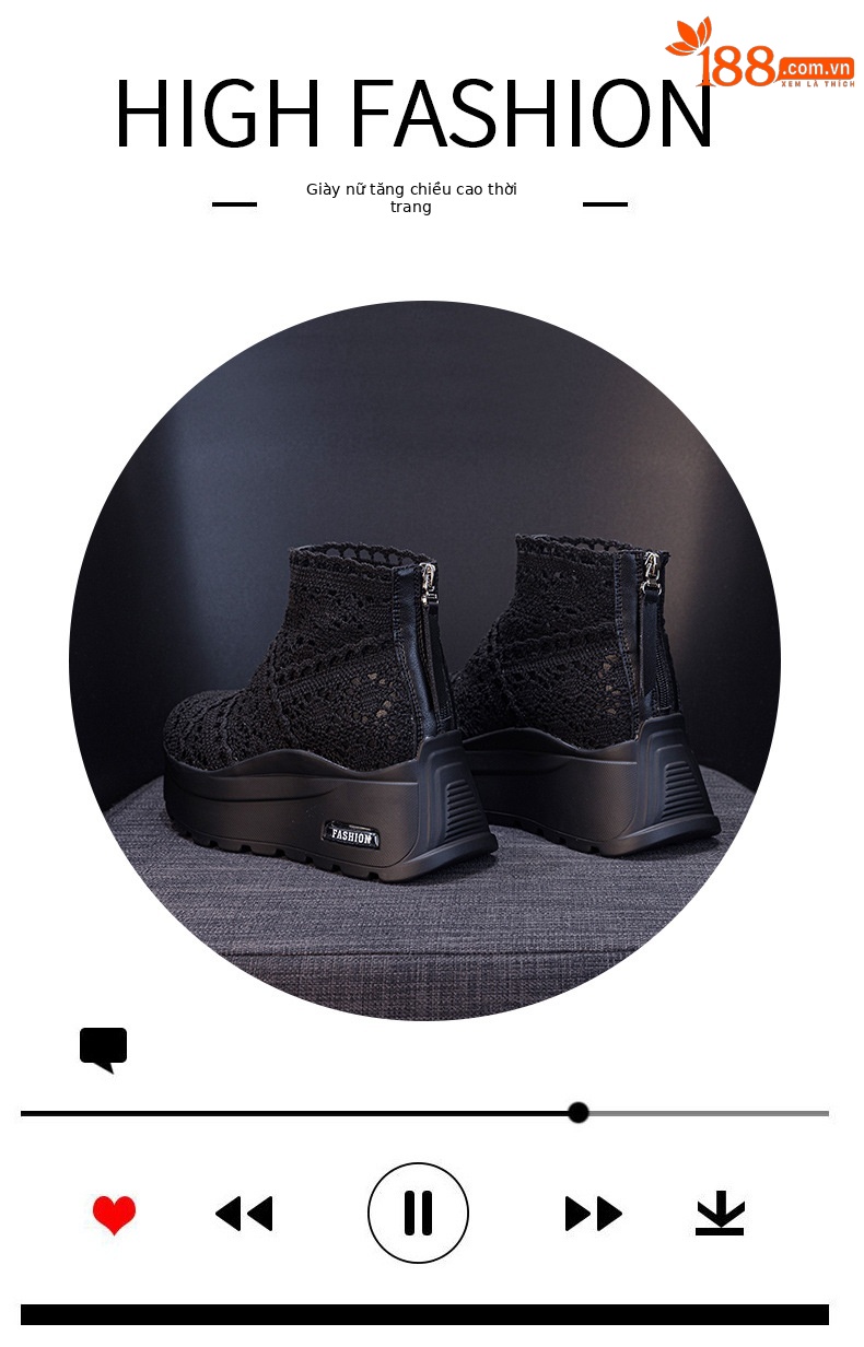 Giày sneaker nữ đế dày lưới ren hở mũi phong cách thể thao thời trang — Be 5067, Vang 5067, Den 5067 chi tiết 5