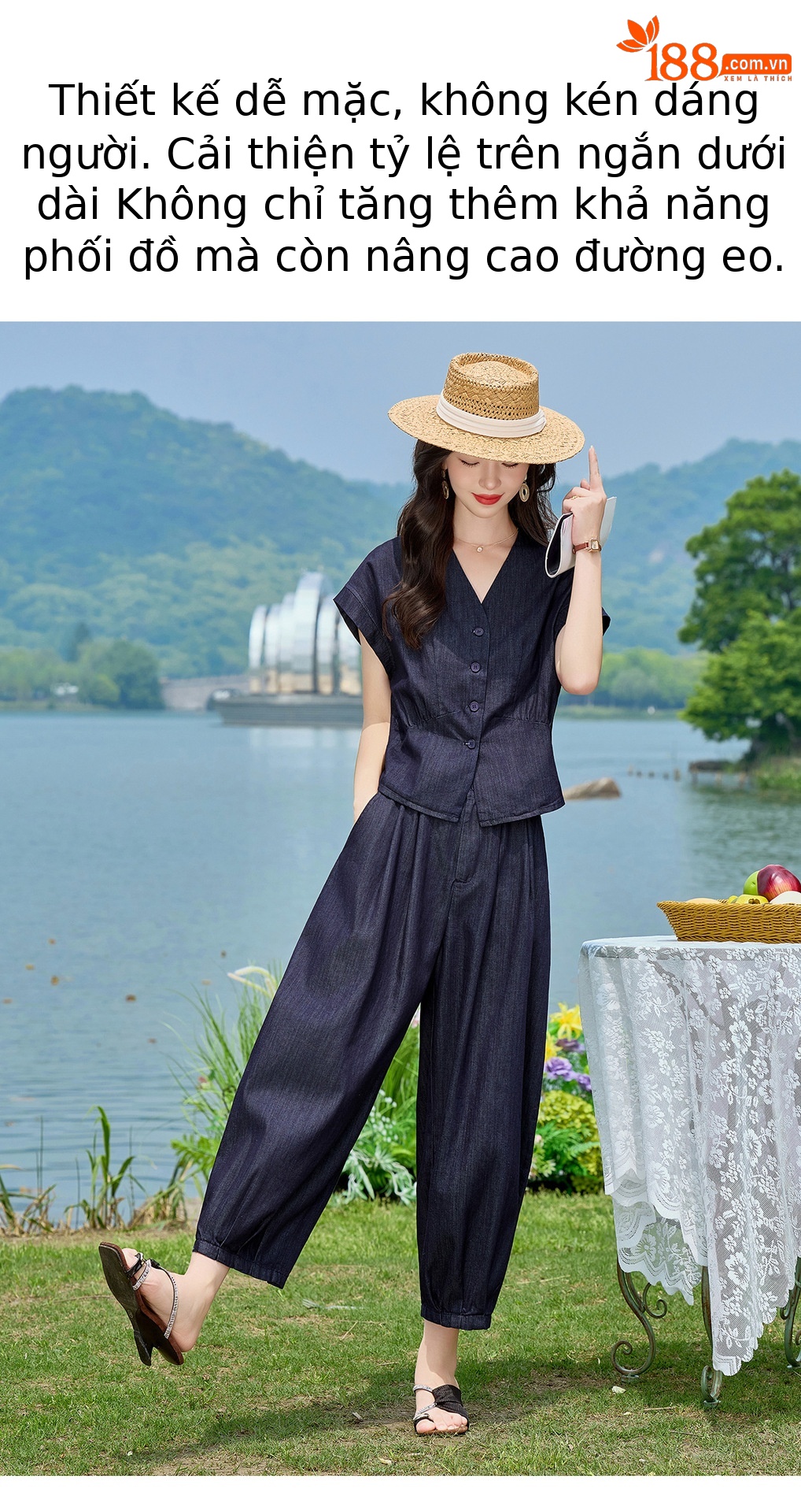 Bộ sơ mi tay dài kết hợp quần tây ống suông nữ hai mảnh mùa hè — Màu ảnh chi tiết 6