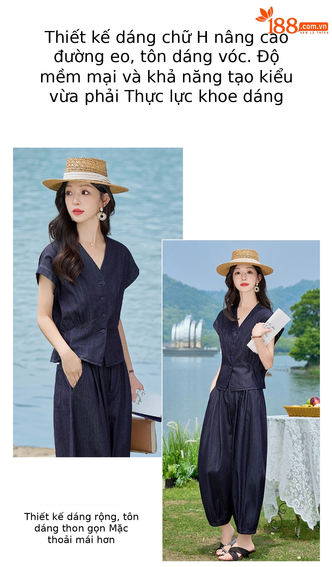 Bộ sơ mi tay dài kết hợp quần tây ống suông nữ hai mảnh mùa hè — Màu ảnh chi tiết 5
