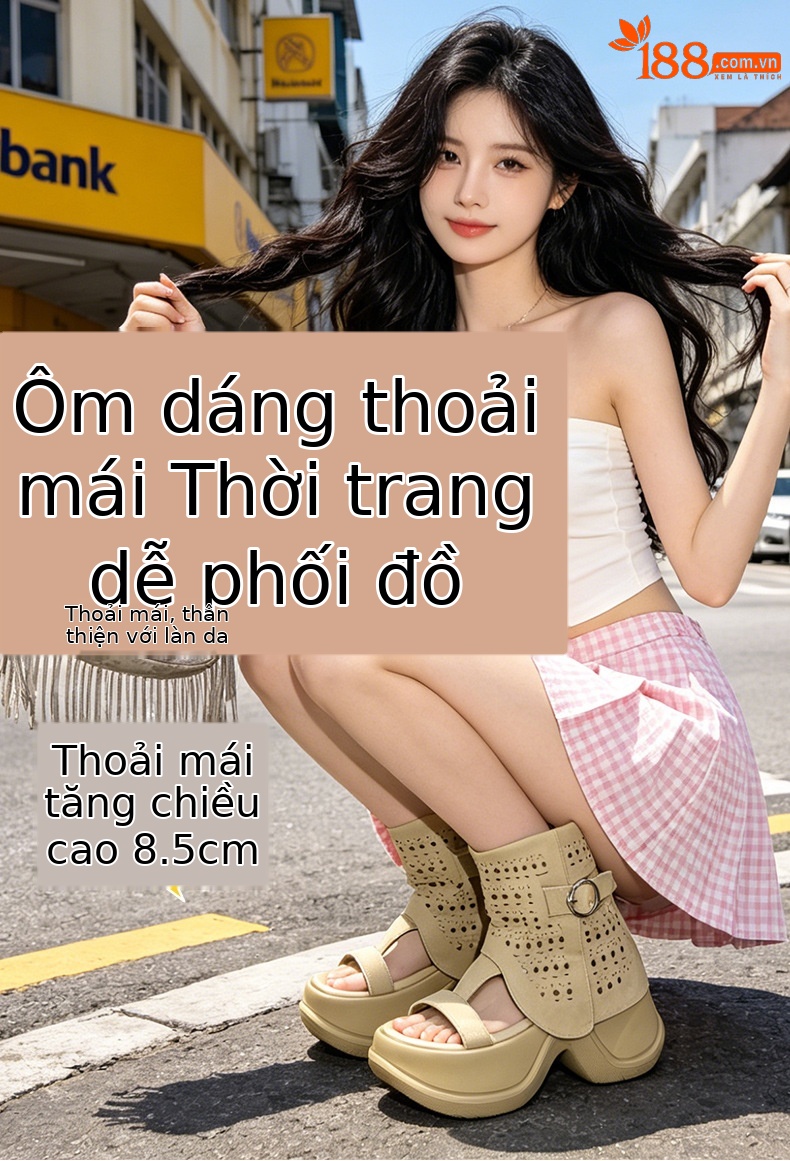 Boot cổ cao nữ đế dày phong cách La Mã hở mũi — Màu caramel 5069-1, Màu đen 5069-1 chi tiết 1