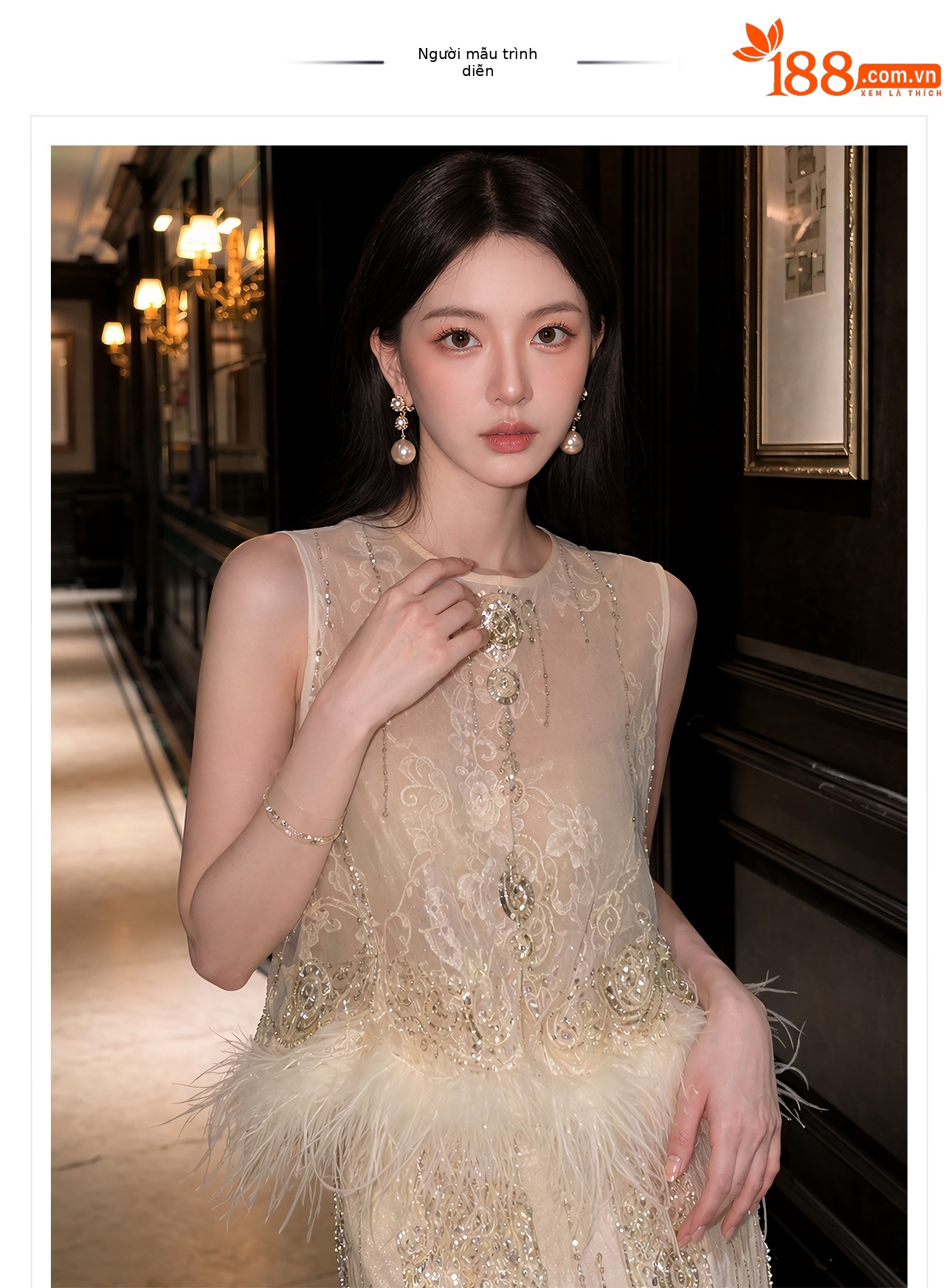 Set áo vest gile và chân váy midi thêu đính cườm phong cách Tân Trung Hoa — bộ đồ, nửa váy, Trang chủ chi tiết 1
