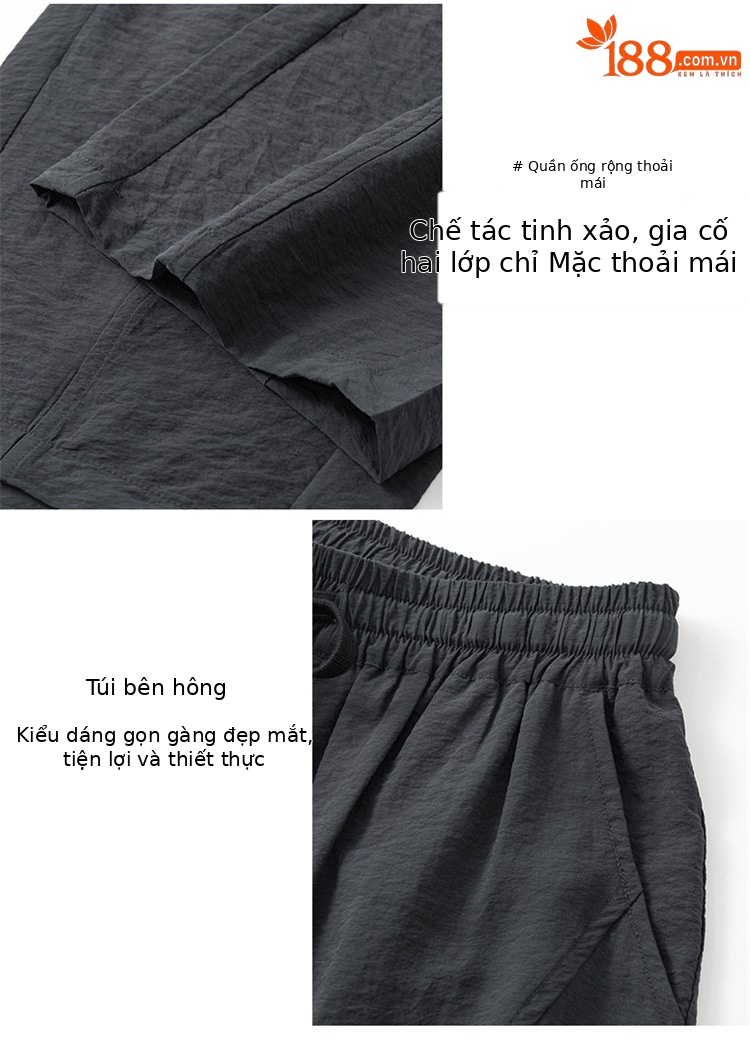 Quần tây nam ống côn chất lụa tơ tằm mát mẻ phong cách vintage — Đen SPH8827 chi tiết 6