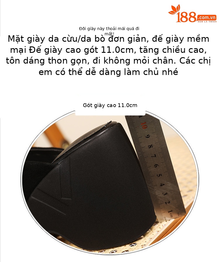 Dép sandal nữ quai chữ V đế xuồng cao gót 9 cm — màu đen, bạc chi tiết 3
