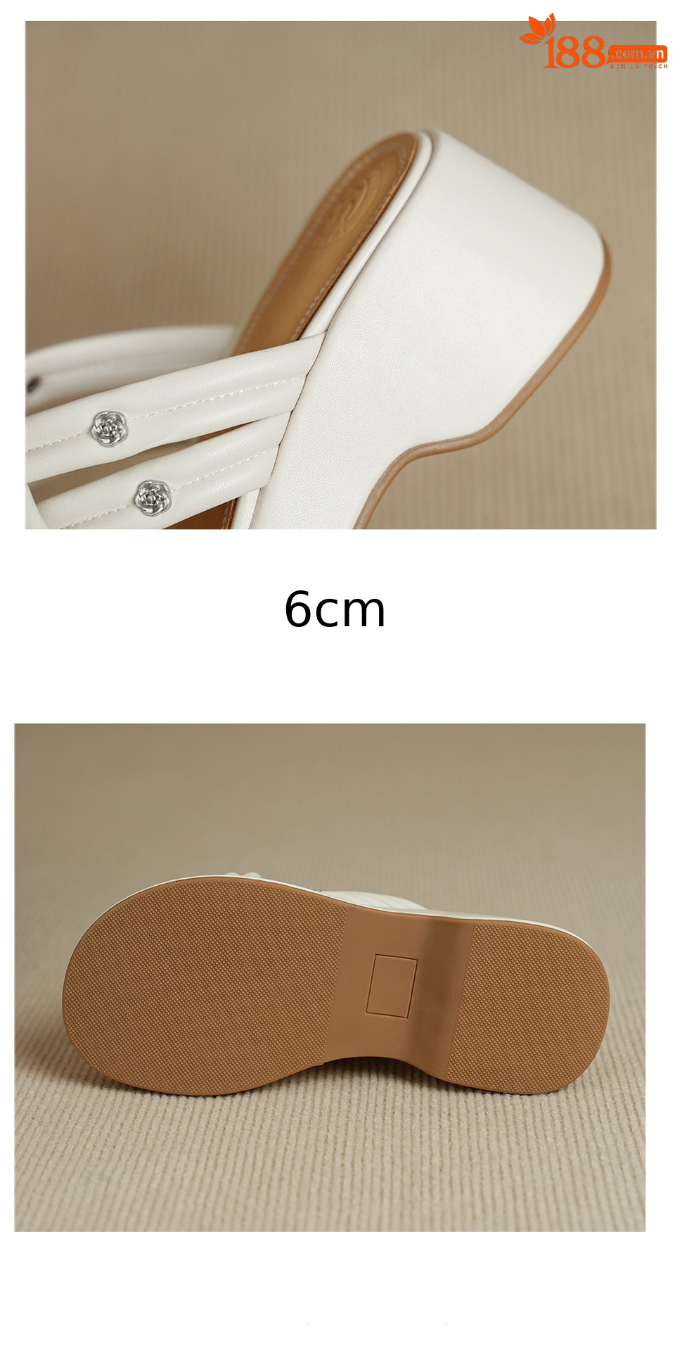 Dép sandal nữ quai chéo hở ngón đế dày phong cách nghỉ dưỡng — màu trắng ngà chi tiết 14