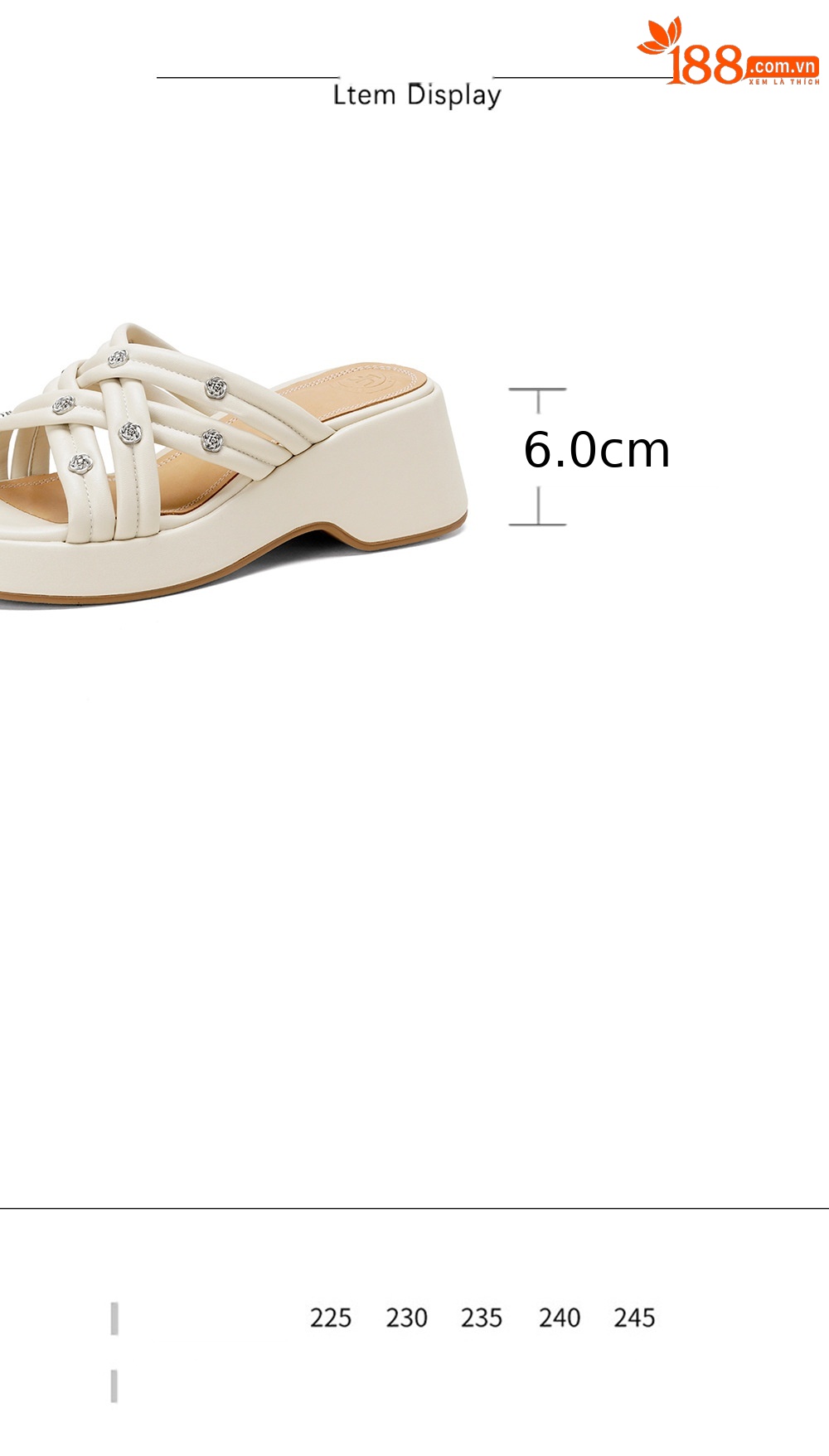 Dép sandal nữ quai chéo hở ngón đế dày phong cách nghỉ dưỡng — màu trắng ngà chi tiết 3
