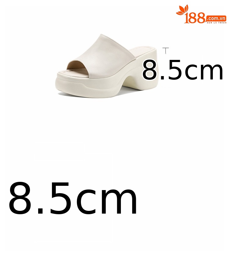 Sandal cao gót nữ đế dày 8,5 cm quai ngang da bò — Da bò trắng gạo chi tiết 3
