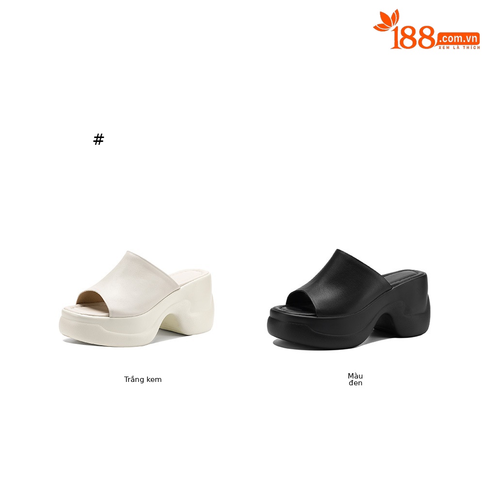 Sandal cao gót nữ đế dày 8,5 cm quai ngang da bò — Da bò trắng gạo chi tiết 4