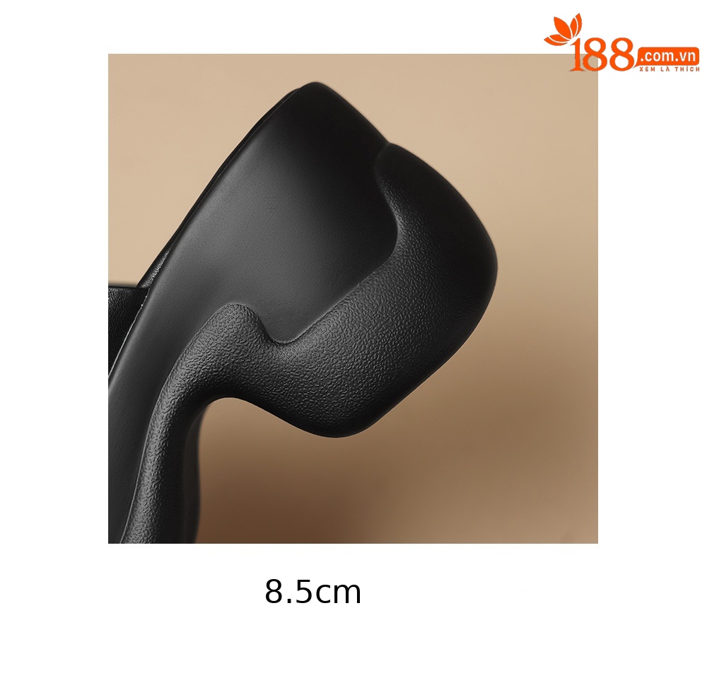 Sandal cao gót nữ đế dày 8,5 cm quai ngang da bò — Da bò trắng gạo chi tiết 27