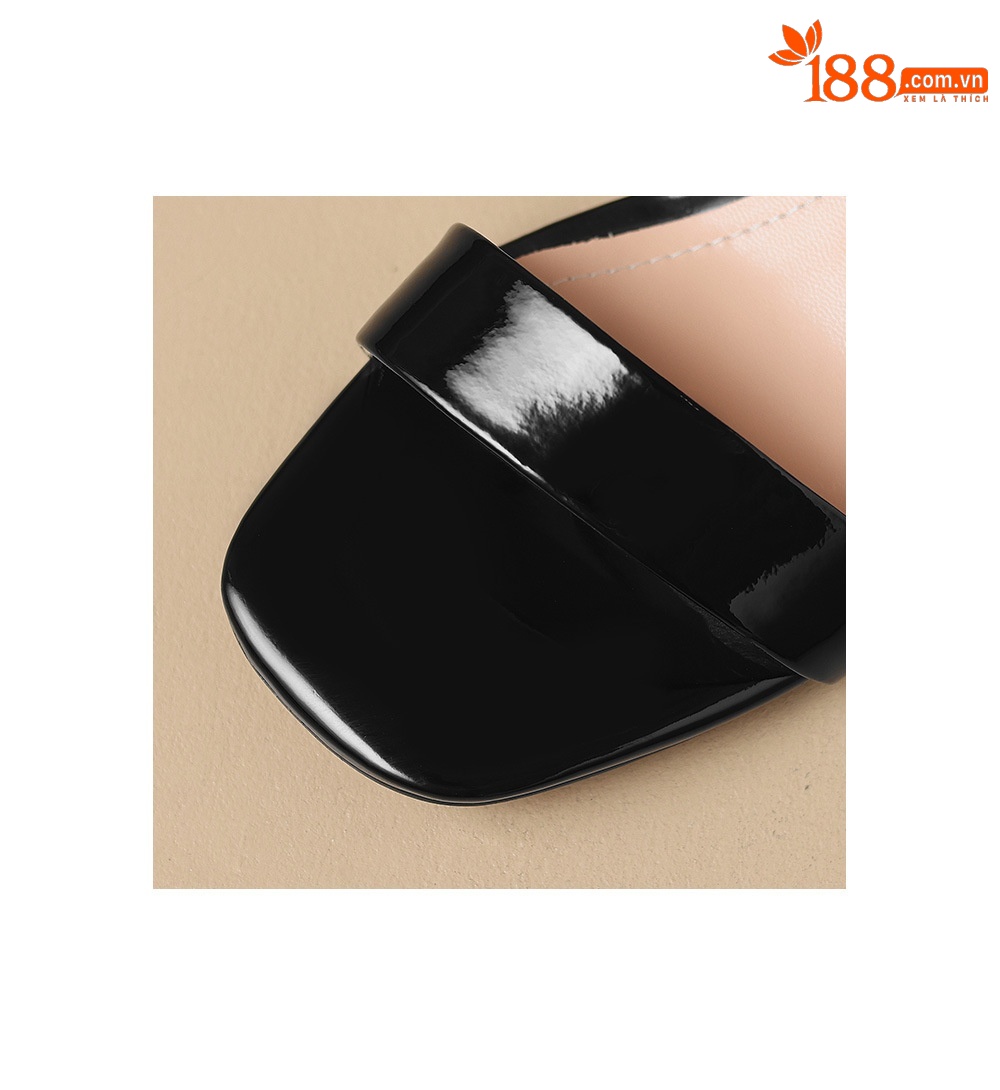 Sandal nữ hở mũi gót 5 cm da bò quai ngang đơn giản — đen chi tiết 16