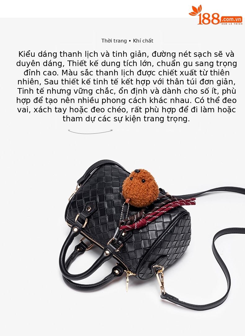 Túi đeo chéo nữ phong cách Hàn Quốc, thiết kế đơn giản kèm móc khóa chó con dễ thương chi tiết 4