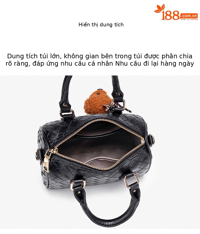 Túi đeo chéo nữ phong cách Hàn Quốc, thiết kế đơn giản kèm móc khóa chó con dễ thương chi tiết 8