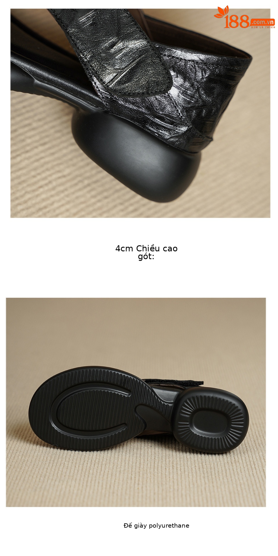 Sandal nữ hở mũi đế dày 4 cm da cừu quai chéo bọc gót — màu nâu chi tiết 18