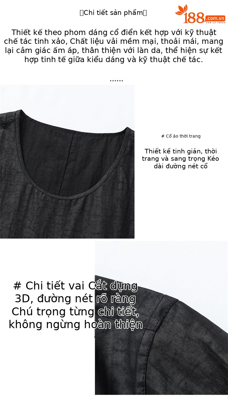 Áo thun tay ngắn nam lụa dâu tằm cao cấp phong cách trung niên — Da đen 8858 chi tiết 6