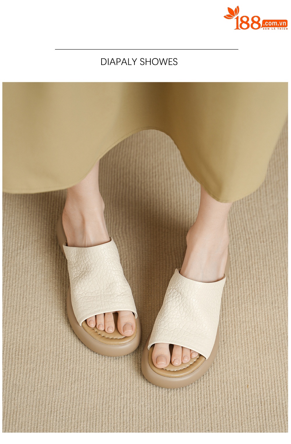 Dép sandal nữ quai chữ V đế dày da cừu khóa thắt lưng — đen chi tiết 7