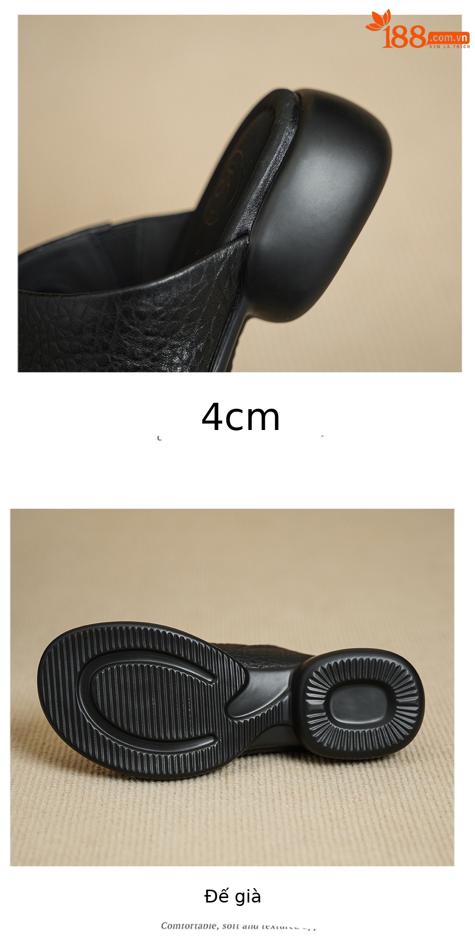 Dép sandal nữ quai chữ V đế dày da cừu khóa thắt lưng — đen chi tiết 18