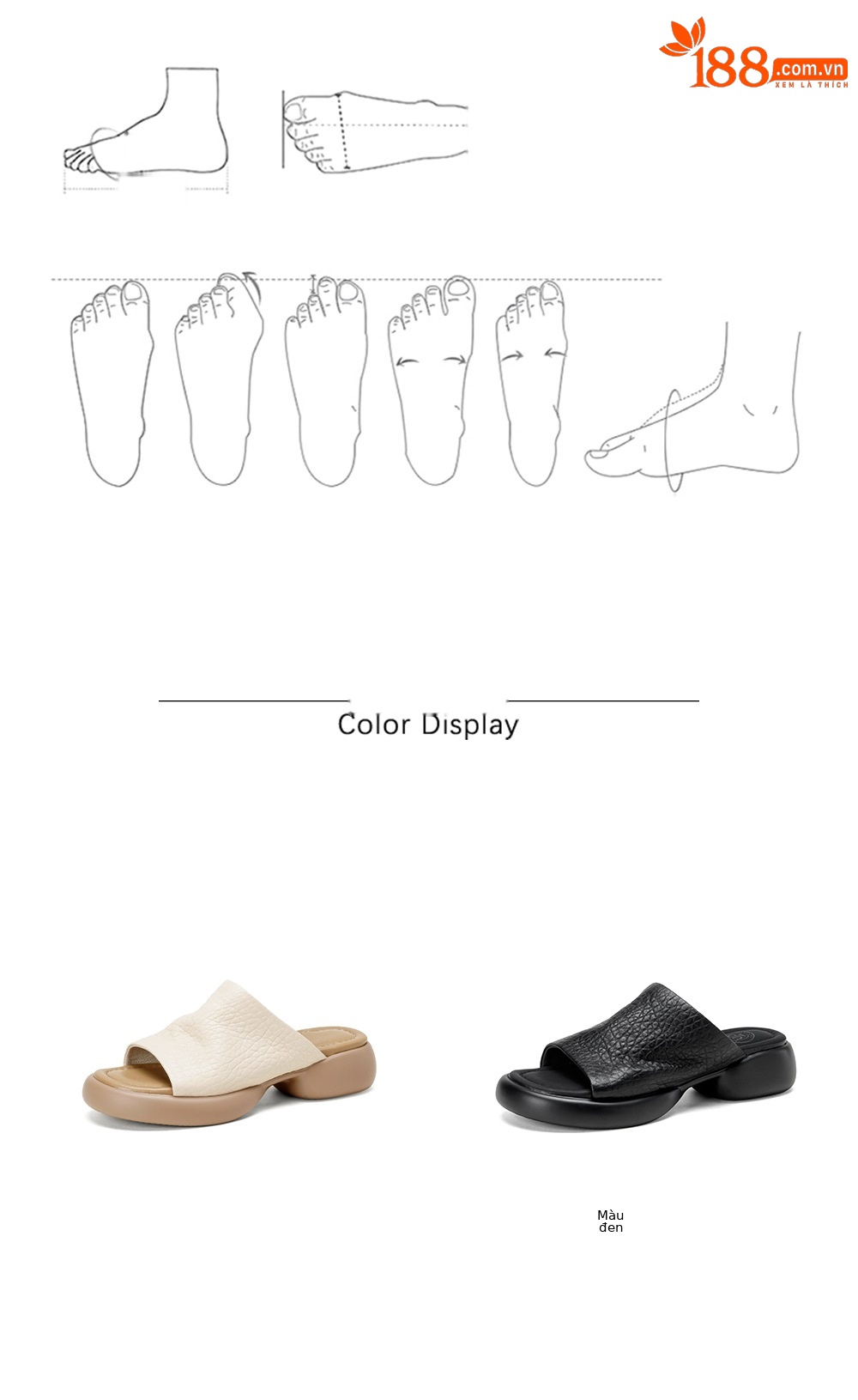 Dép sandal nữ quai chữ V đế dày da cừu khóa thắt lưng — đen chi tiết 4