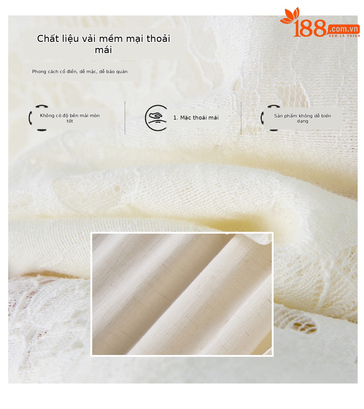 Bộ vest nữ không tay kết hợp quần ống rộng phối ren YQ9913 — màu đen, màu trắng ngà chi tiết 10