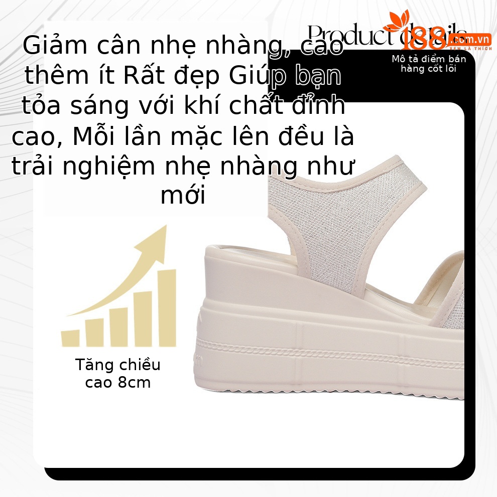 Sandal thể thao nữ đế dày tăng chiều cao, phong cách outdoor mùa hè — 6131 Màu be, 6131 Da đen chi tiết 3