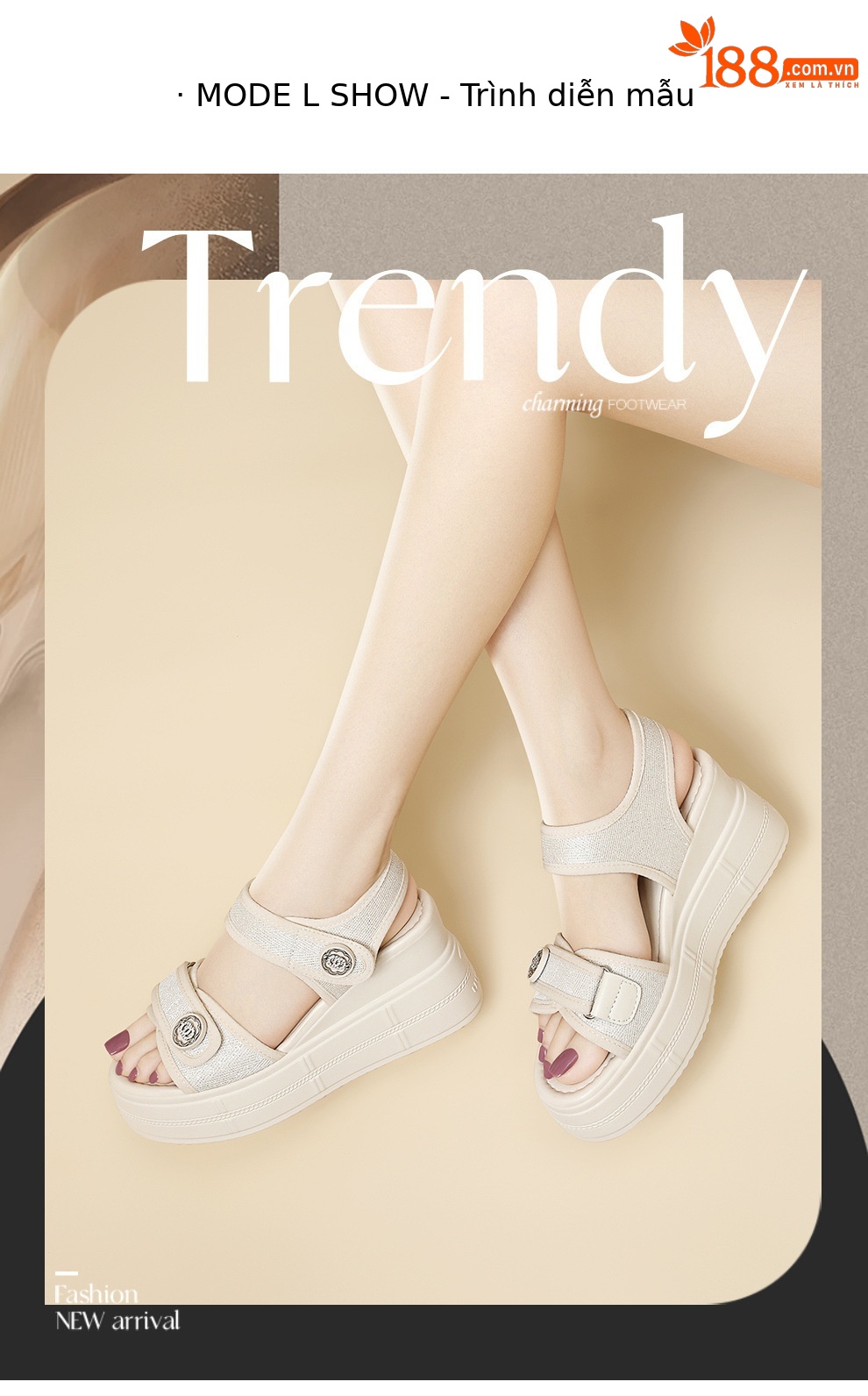Sandal thể thao nữ đế dày tăng chiều cao, phong cách outdoor mùa hè — 6131 Màu be, 6131 Da đen chi tiết 4