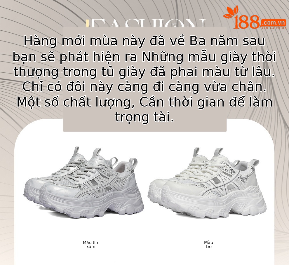 Giày sneaker nữ chunky đế dày lưới thoáng khí mùa hè 2026 — 6129 Xám tím, 6129 Màu be chi tiết 1