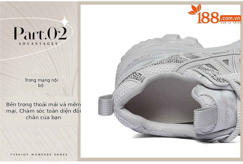 Giày sneaker nữ chunky đế dày lưới thoáng khí mùa hè 2026 — 6129 Xám tím, 6129 Màu be chi tiết 7