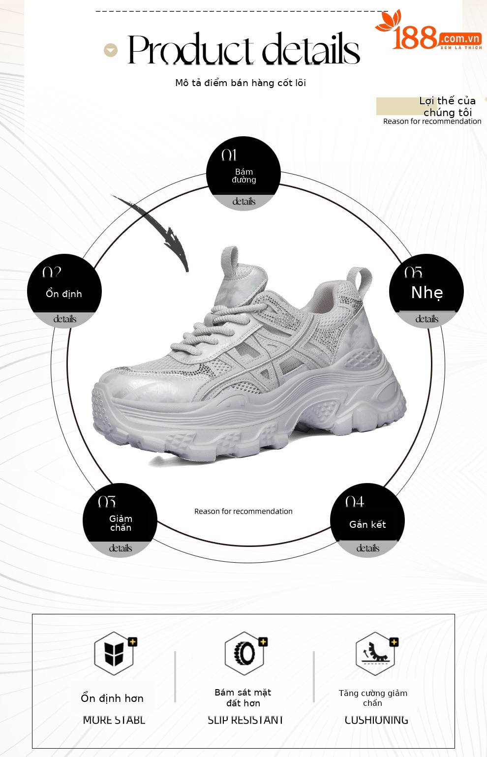 Giày sneaker nữ chunky đế dày lưới thoáng khí mùa hè 2026 — 6129 Xám tím, 6129 Màu be chi tiết 2