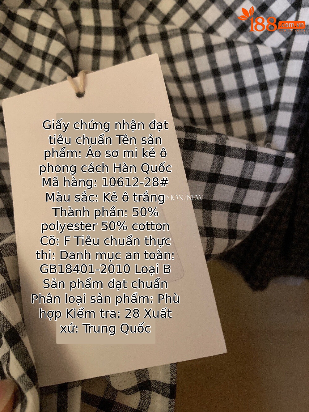 Áo hai dây nữ cổ V họa tiết kẻ caro phong cách Hàn Quốc — Trắng, Đen chi tiết 11