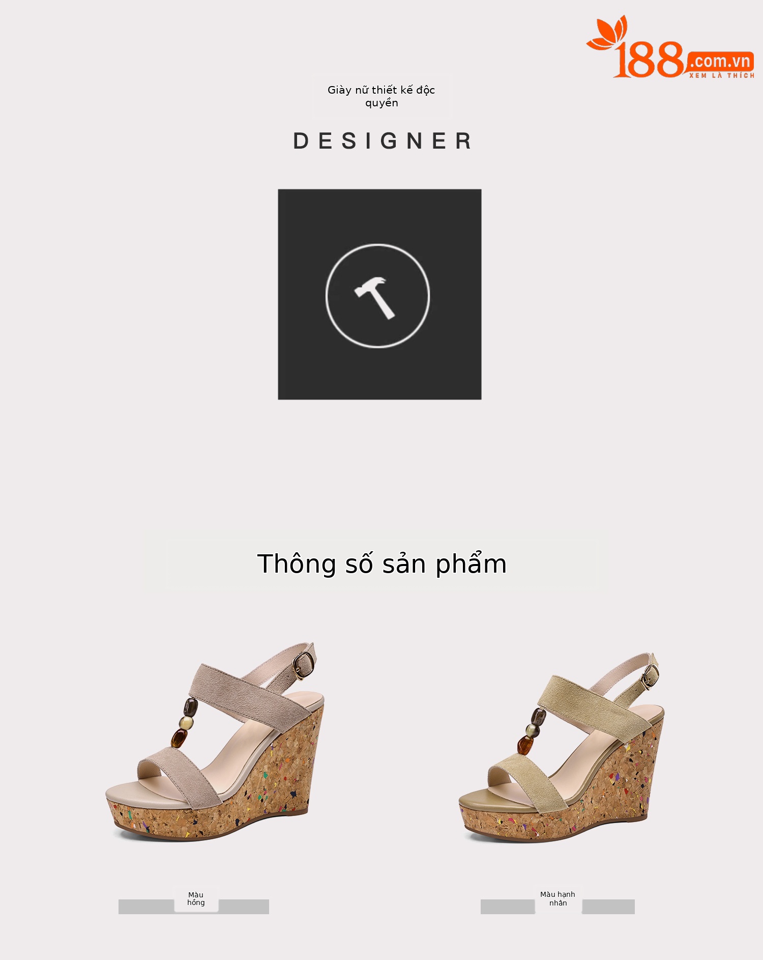 Sandal bohemian đế xuồng cao gót quai ngang hở mũi — màu hồng, màu mơ chi tiết 1