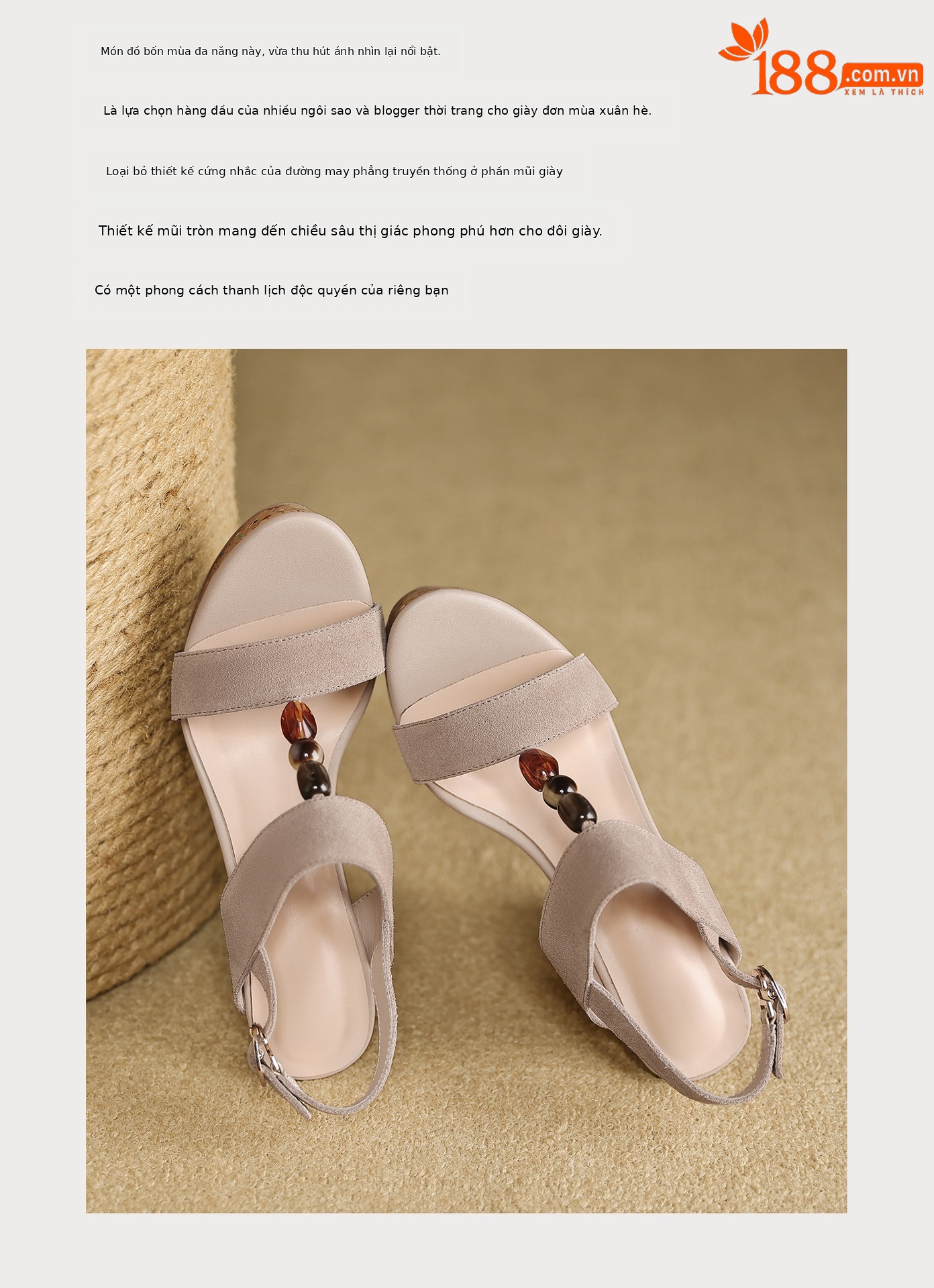 Sandal bohemian đế xuồng cao gót quai ngang hở mũi — màu hồng, màu mơ chi tiết 3