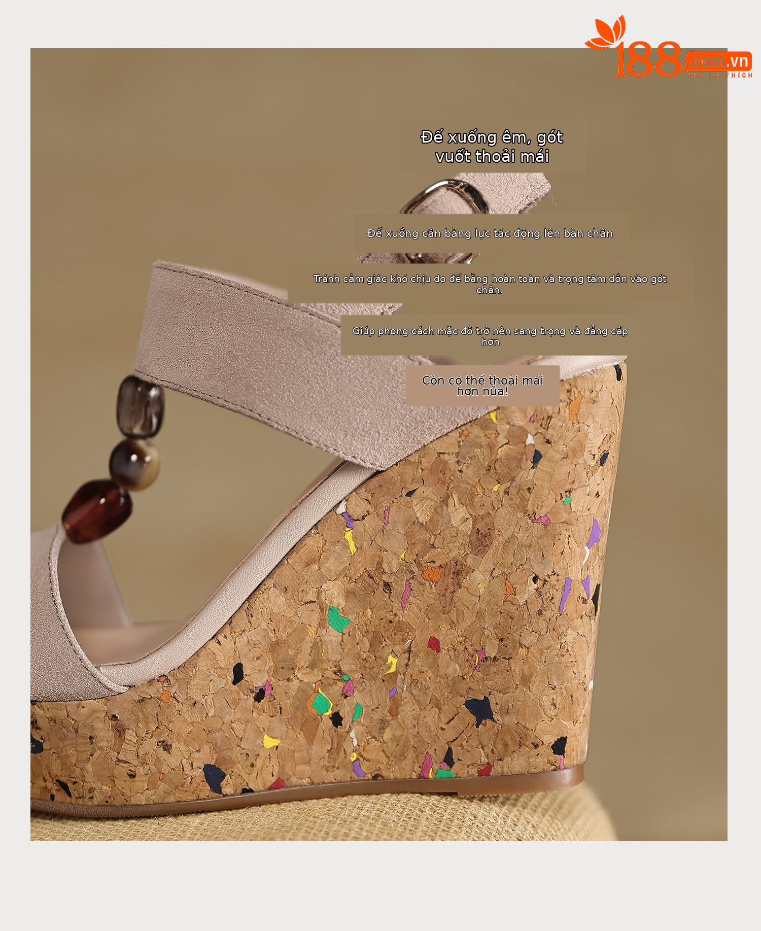 Sandal bohemian đế xuồng cao gót quai ngang hở mũi — màu hồng, màu mơ chi tiết 6