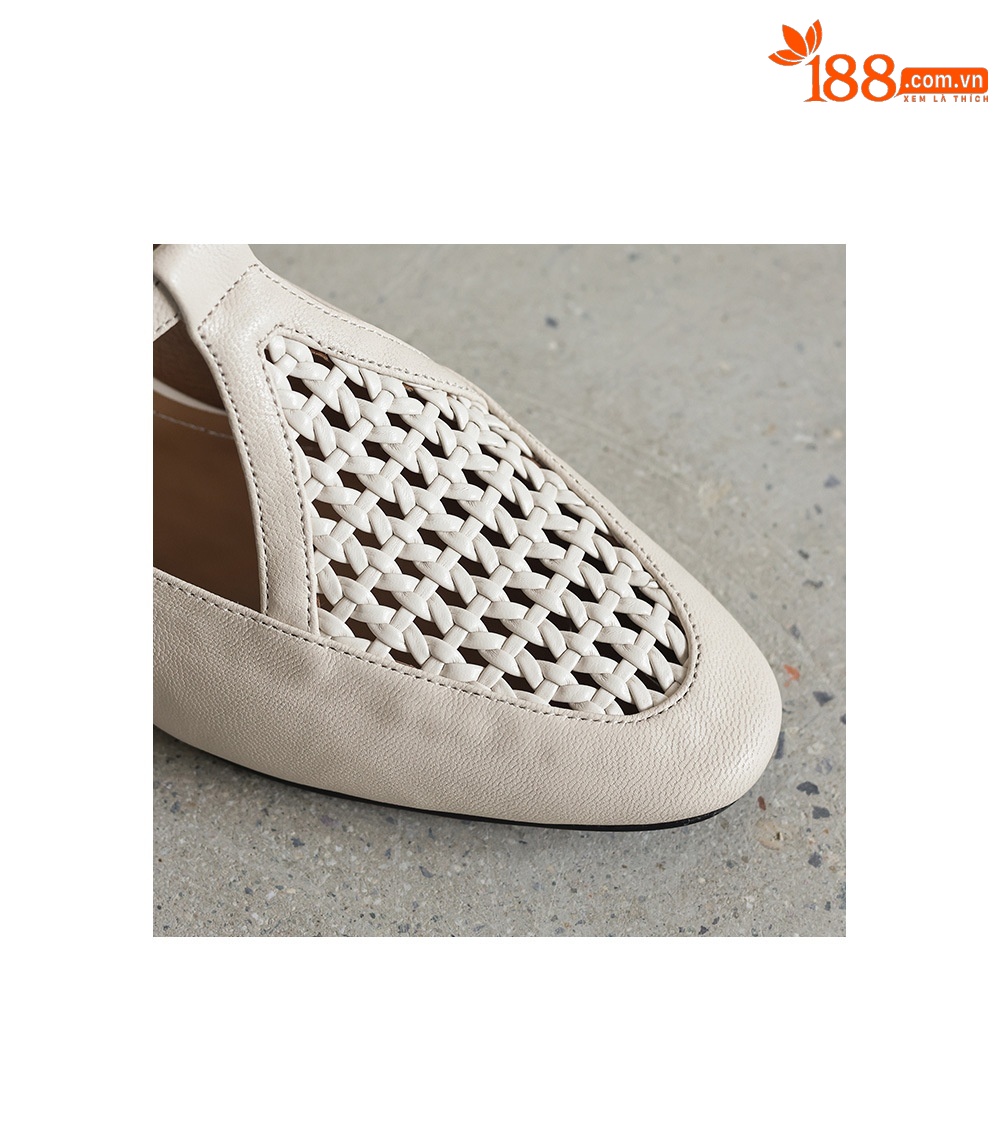 Dép mule nữ gót cao 6 cm, mũi kín, đế xuồng đan, phong cách mùa hè — đen chi tiết 12