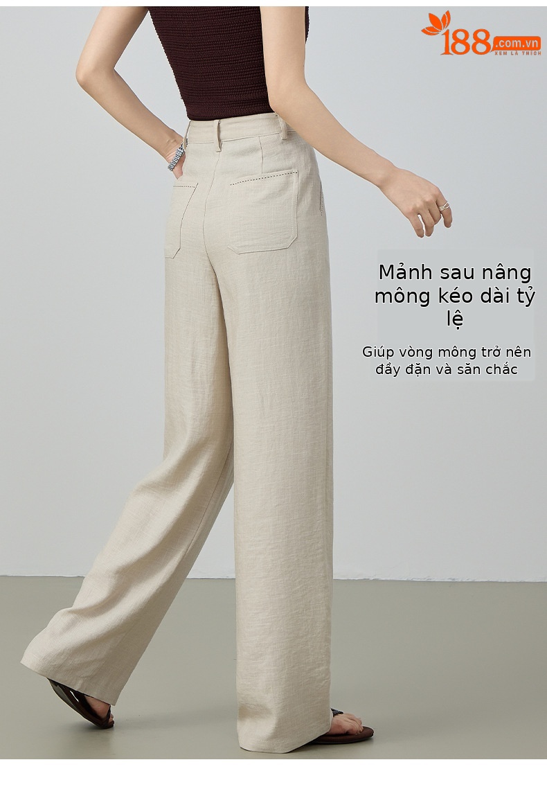 Quần culottes nữ ống rộng cạp cao vải lanh pha mùa hè — Màu sắc chi tiết 13