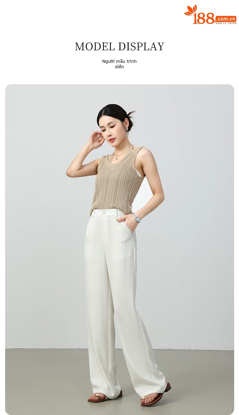 Quần culottes nữ ống rộng cạp cao vải lanh pha mùa hè — Màu sắc chi tiết 18