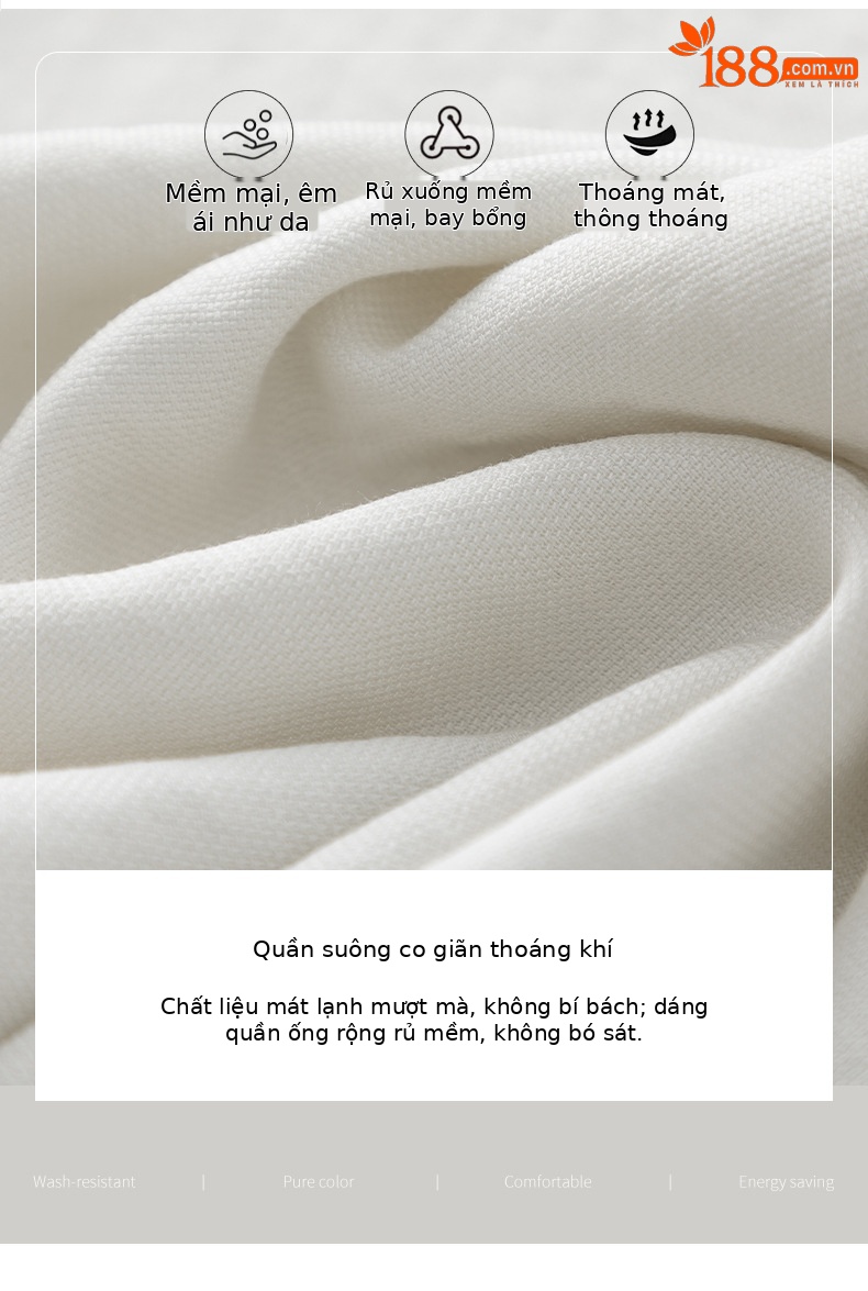 Quần culottes nữ ống rộng cạp cao vải lanh pha mùa hè — Màu sắc chi tiết 3