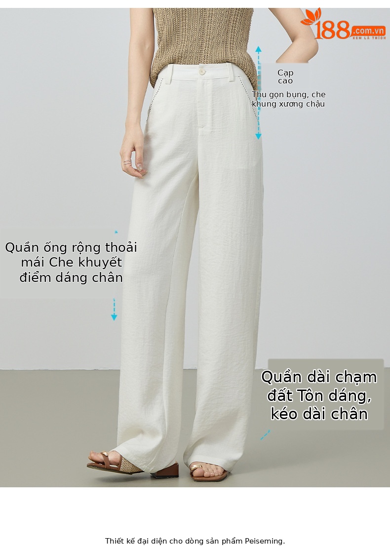 Quần culottes nữ ống rộng cạp cao vải lanh pha mùa hè — Màu sắc chi tiết 4
