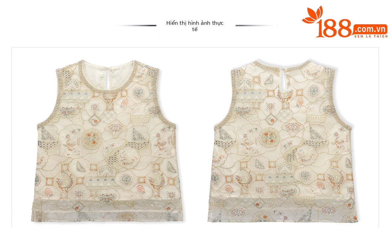 Bộ áo vest không tay và chân váy midi thêu ren cườm phong cách Tân Trung Hoa — bộ đồ, nửa váy, Trang chủ chi tiết 12