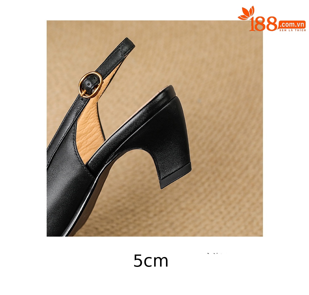Sandal nữ mũi hở quai ngang gót thấp phong cách Hàn Quốc — đen chi tiết 20