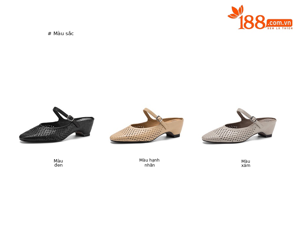 Sandal cao gót nữ hở mũi quai ngang gót 6 cm — đen chi tiết 4