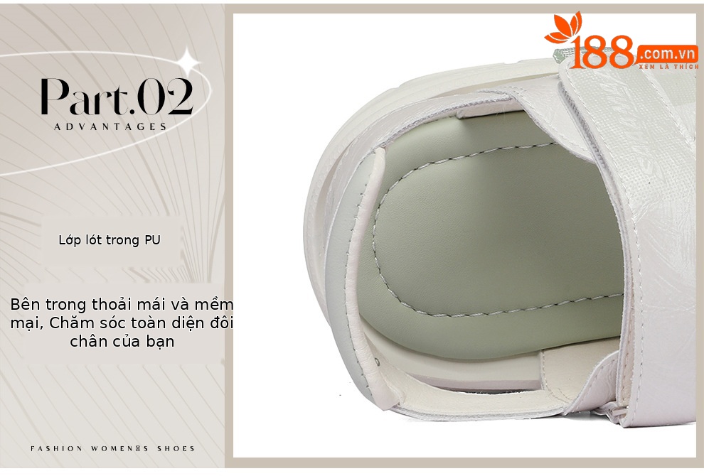 Sandal thể thao đế dày quai dán dành cho nữ, phối lưới thoáng khí, đế mềm êm chân — 6171 Trắng xanh lá cây, 6171 Trắng Ash chi tiết 6