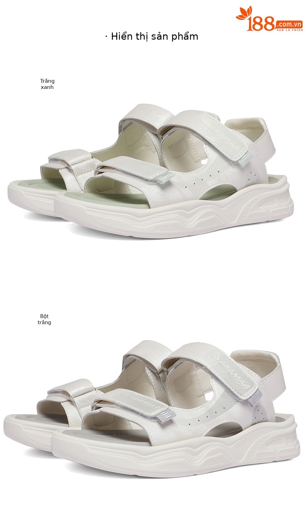 Sandal thể thao đế dày quai dán dành cho nữ, phối lưới thoáng khí, đế mềm êm chân — 6171 Trắng xanh lá cây, 6171 Trắng Ash chi tiết 8