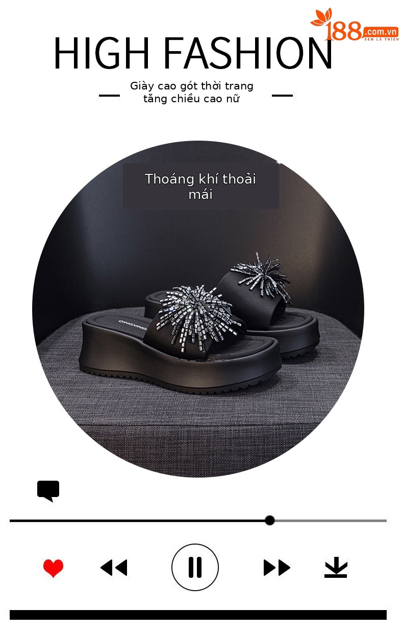 Dép sandal nữ xỏ ngón đế bệt đính khóa kim cương phong cách Hàn Quốc — 5077 vàng, 5077 đen chi tiết 5