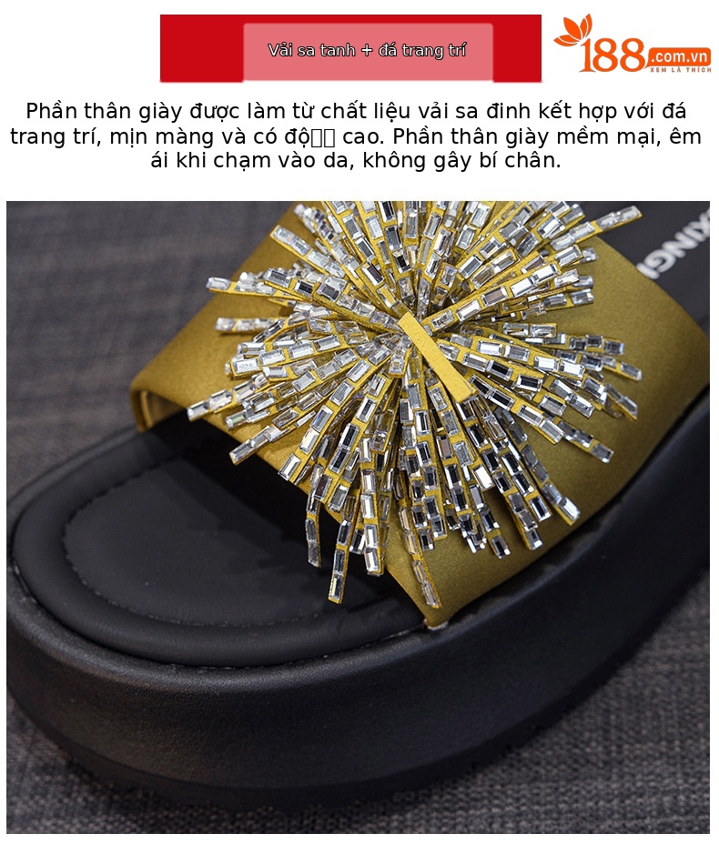 Dép sandal nữ xỏ ngón đế bệt đính khóa kim cương phong cách Hàn Quốc — 5077 vàng, 5077 đen chi tiết 7