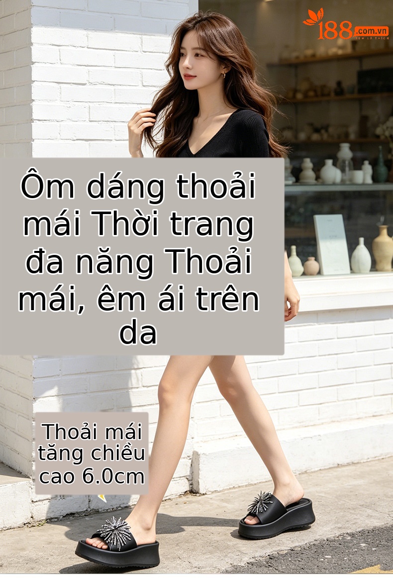 Dép sandal nữ xỏ ngón đế bệt đính khóa kim cương phong cách Hàn Quốc — 5077 vàng, 5077 đen chi tiết 1