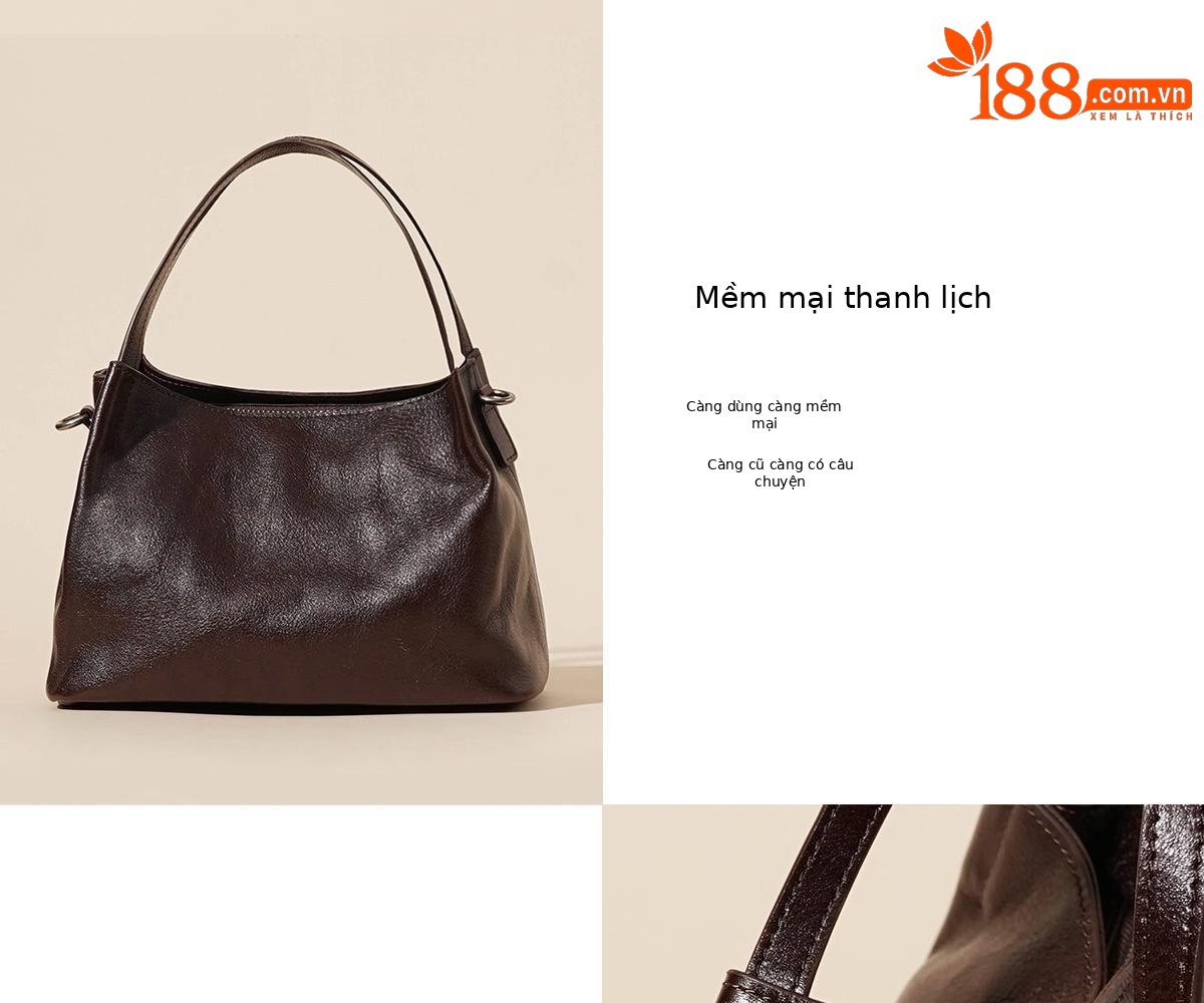 Túi đeo chéo nữ phong cách retro đơn giản, kiểu dáng ôm nách, phù hợp đi làm hằng ngày (24×11.5×17.5 cm) — Đen cổ điển chi tiết 7