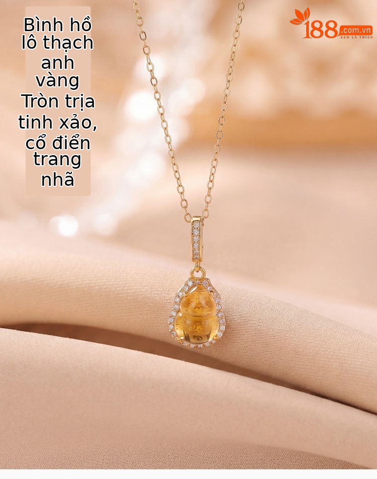 Mặt dây chuyền bạc S925 mạ vàng pha lê hình hồ lô Fulu thanh lịch — Mặt dây chuyền đơn (không bao gồm chuỗi) chi tiết 1