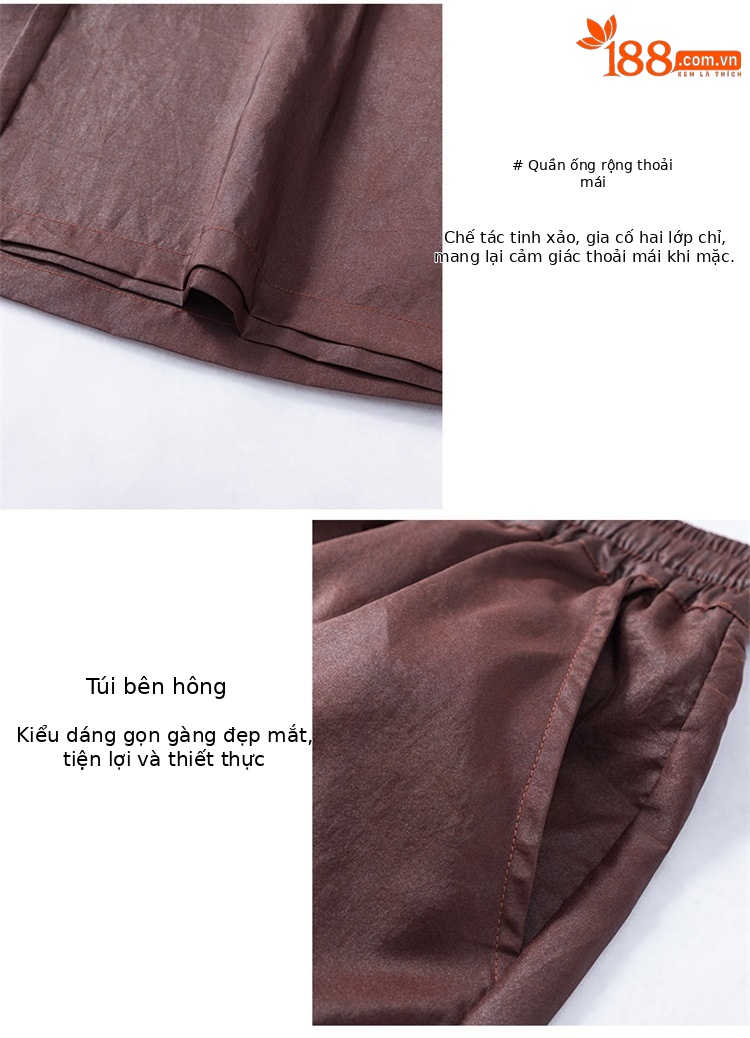 Set áo thun cổ tròn tay ngắn và quần short lụa tơ tằm cao cấp mùa hè — Gạch đỏ SPH8836 chi tiết 8
